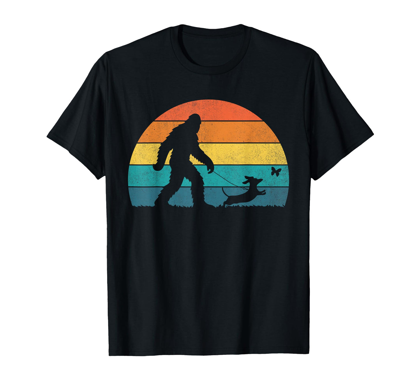 Bigfoot Walking Dachshund Funny Sasquatch Dog Dad Men Boys T-Shirt