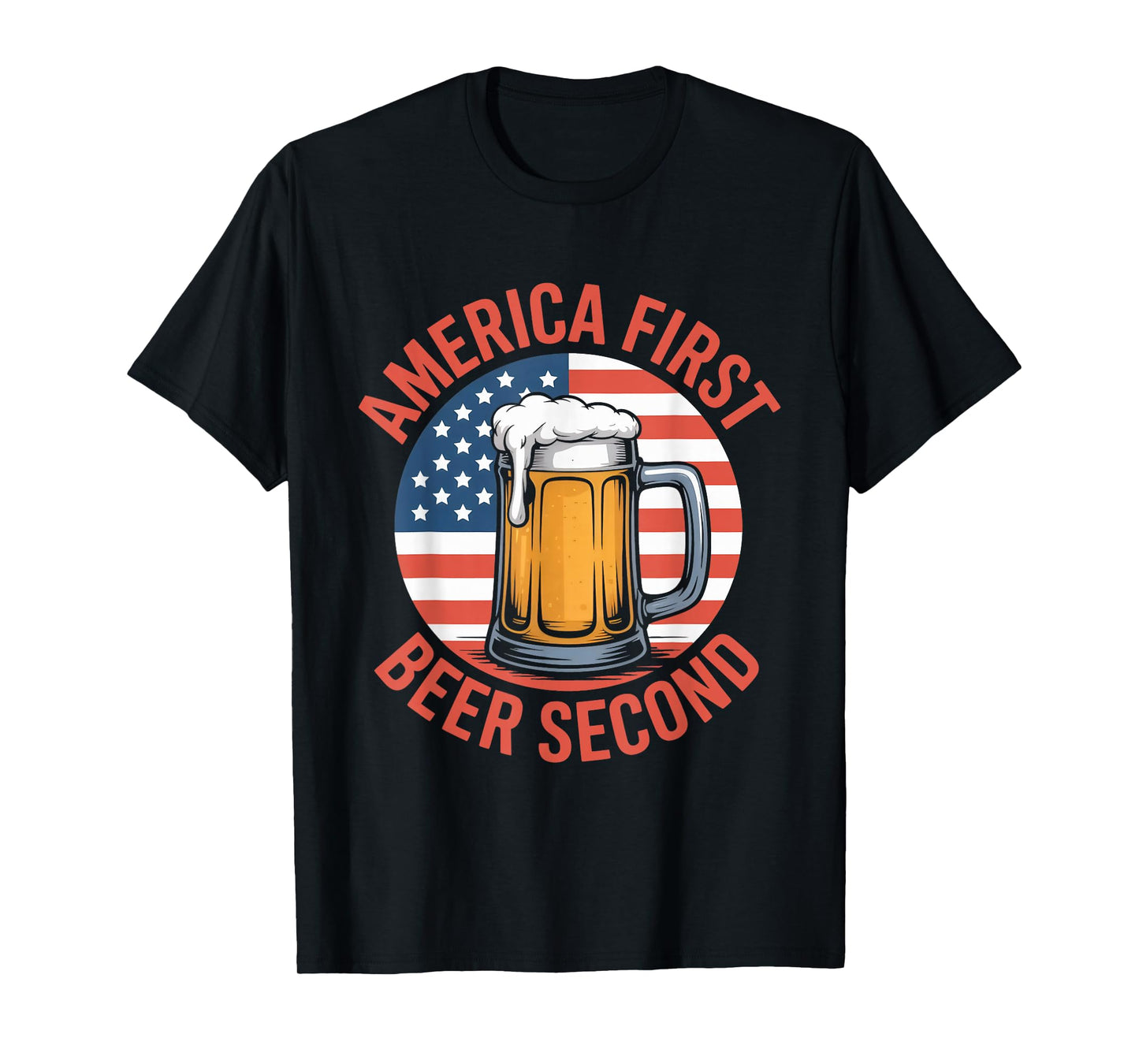 America First Beer Second Patriotic BBQ Drinking T-Shirt
