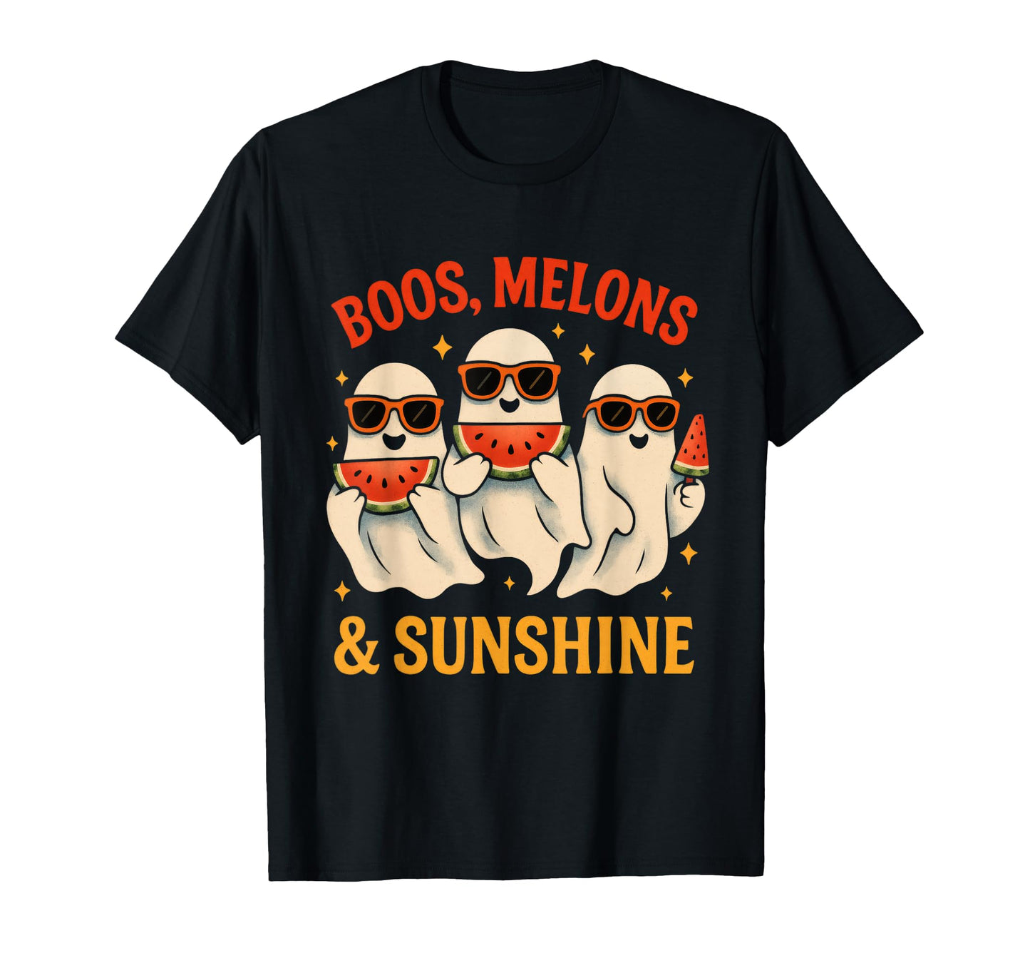Boos, Melons & Sunshine - Ghosts with Watermelon Slices T-Shirt