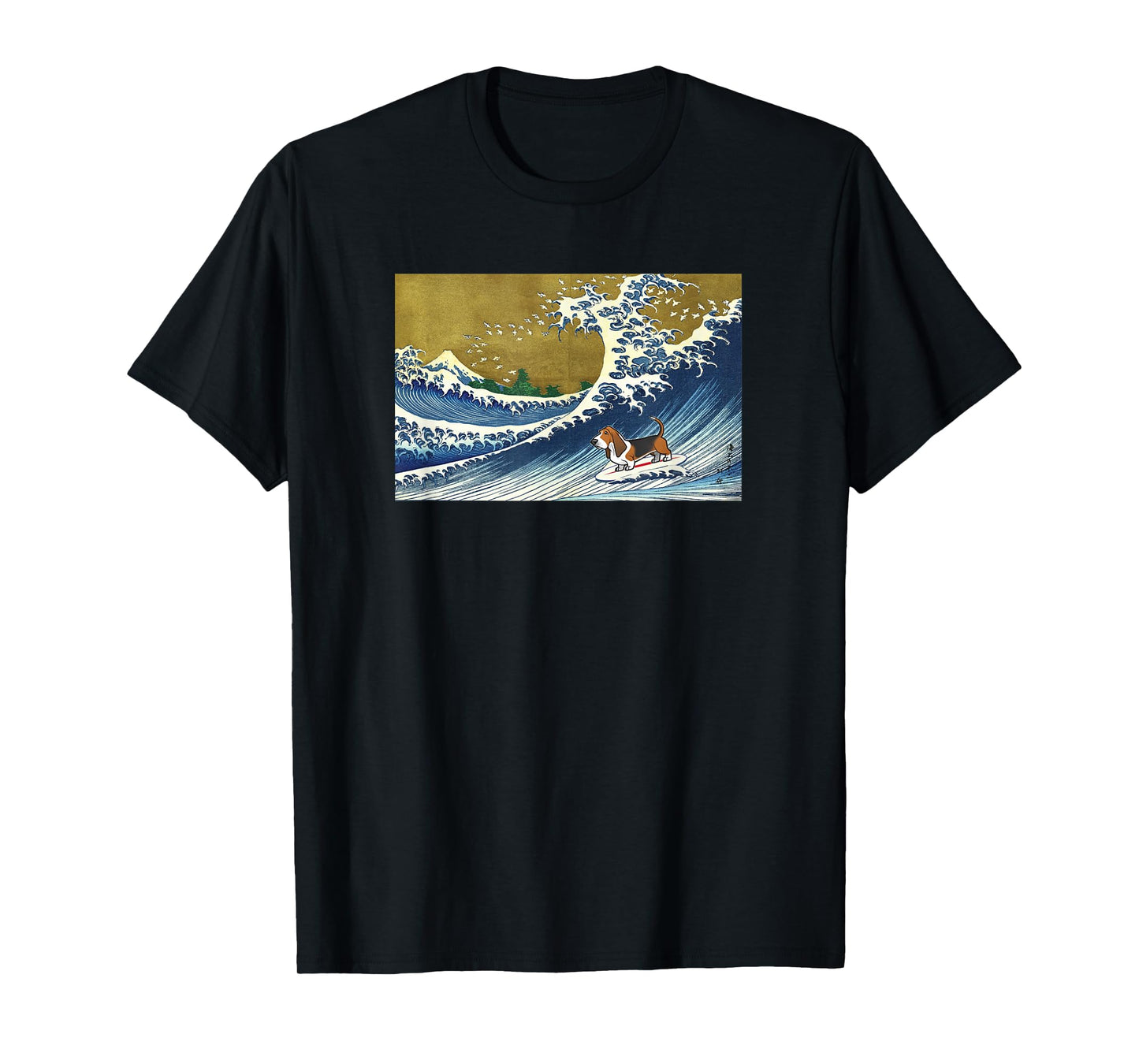 Funny Retro Vintage Surfing a Wave Basset Hound Lover T-Shirt