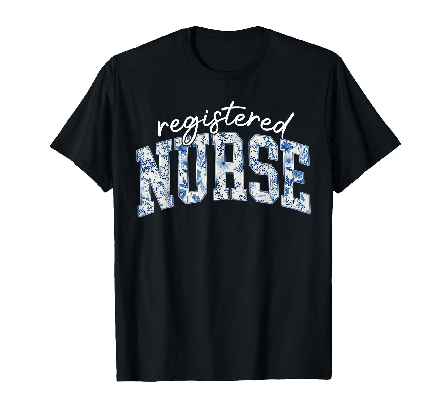 RN Nurse Registered Nurse Toile Blue Floral Women T-Shirt