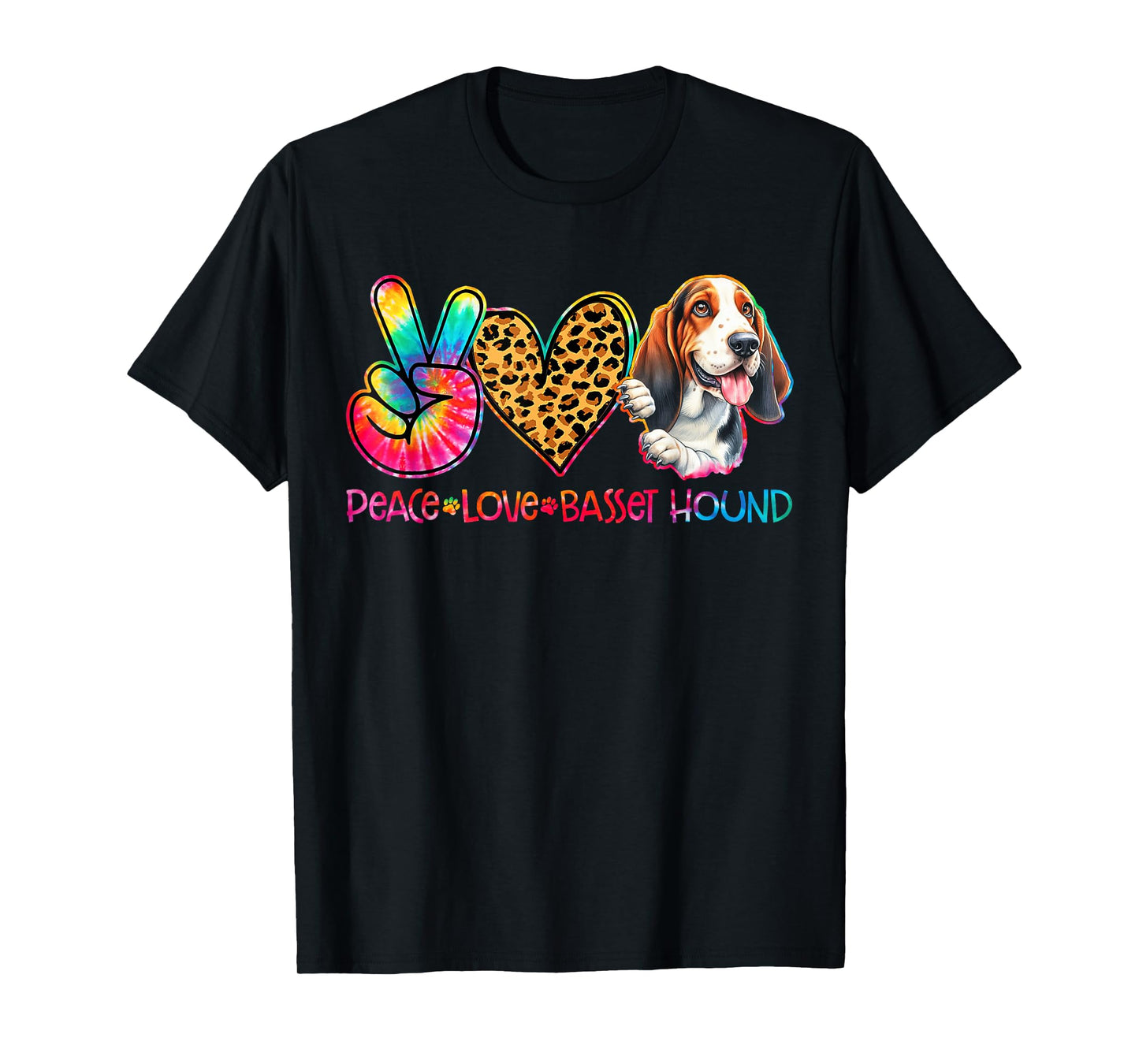 Peace Love Basset Hound Tie Dye Dog Lover T-Shirt for Men Women Kids