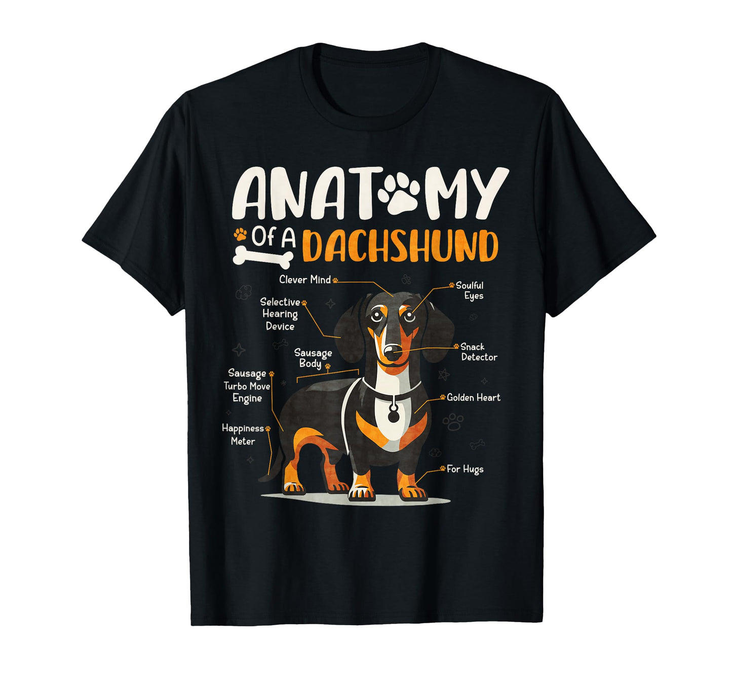 Vintage Anatomy Of A Dachshund Dog Funny Puppy Weiner Lover T-Shirt