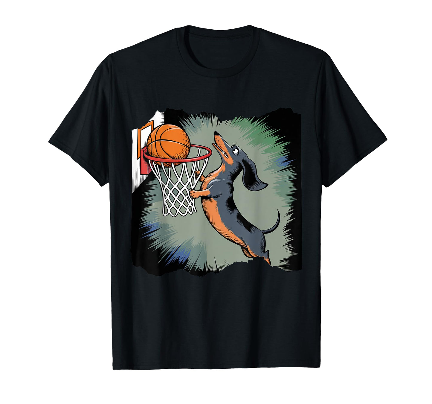 Dachshund Chiweenie Wiener Dog Playing Basketball Funny Dog T-Shirt
