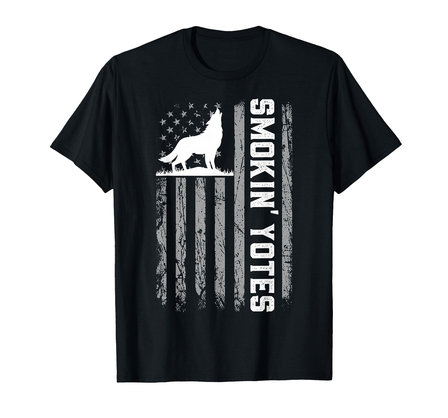 Smokin' Yotes USA Flag Coyote Hunting Patriotic Men Graphic T-Shirt