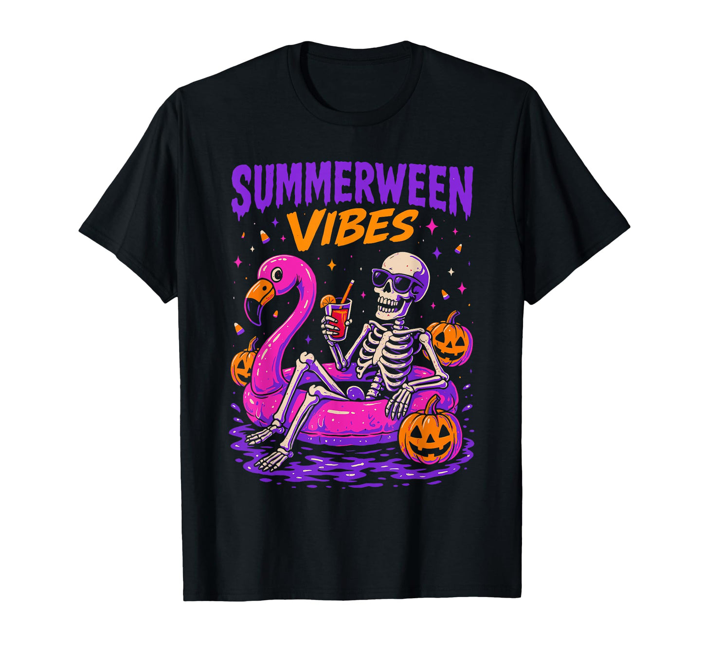 Summer Halloween Skeleton Costume, Spooky Summerween T-Shirt