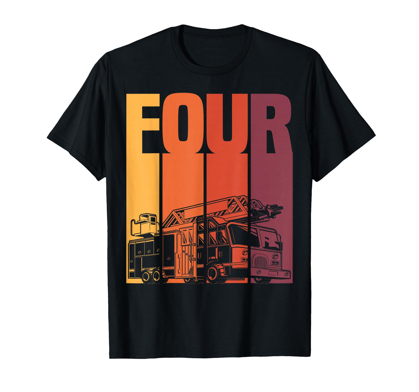 4 Year Old Firefighter Kids Fire Truck 4th Birthday Boy T-Shirt