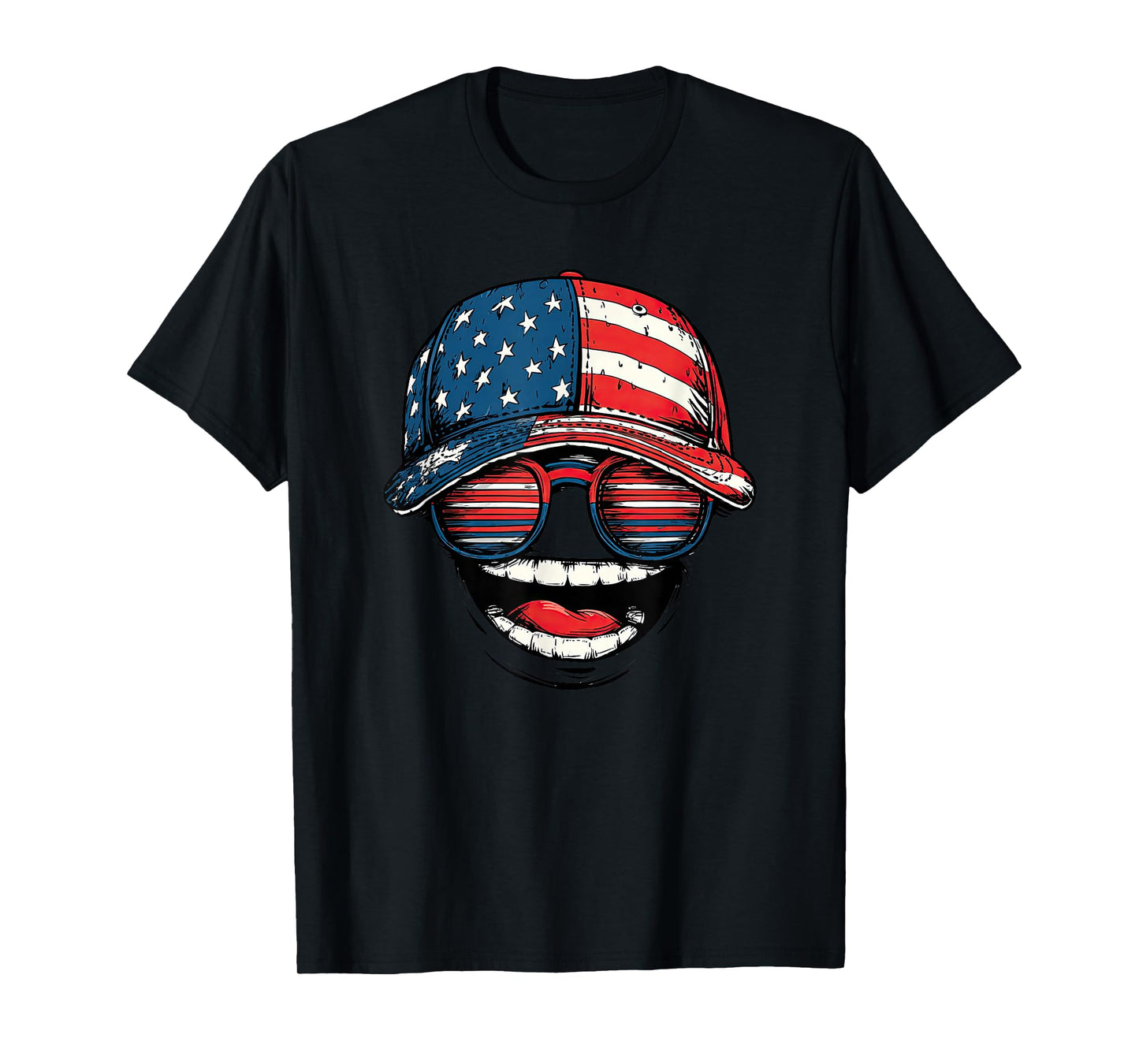 Big Laughing with America Cap and Cool Sunglasses T-Shirt