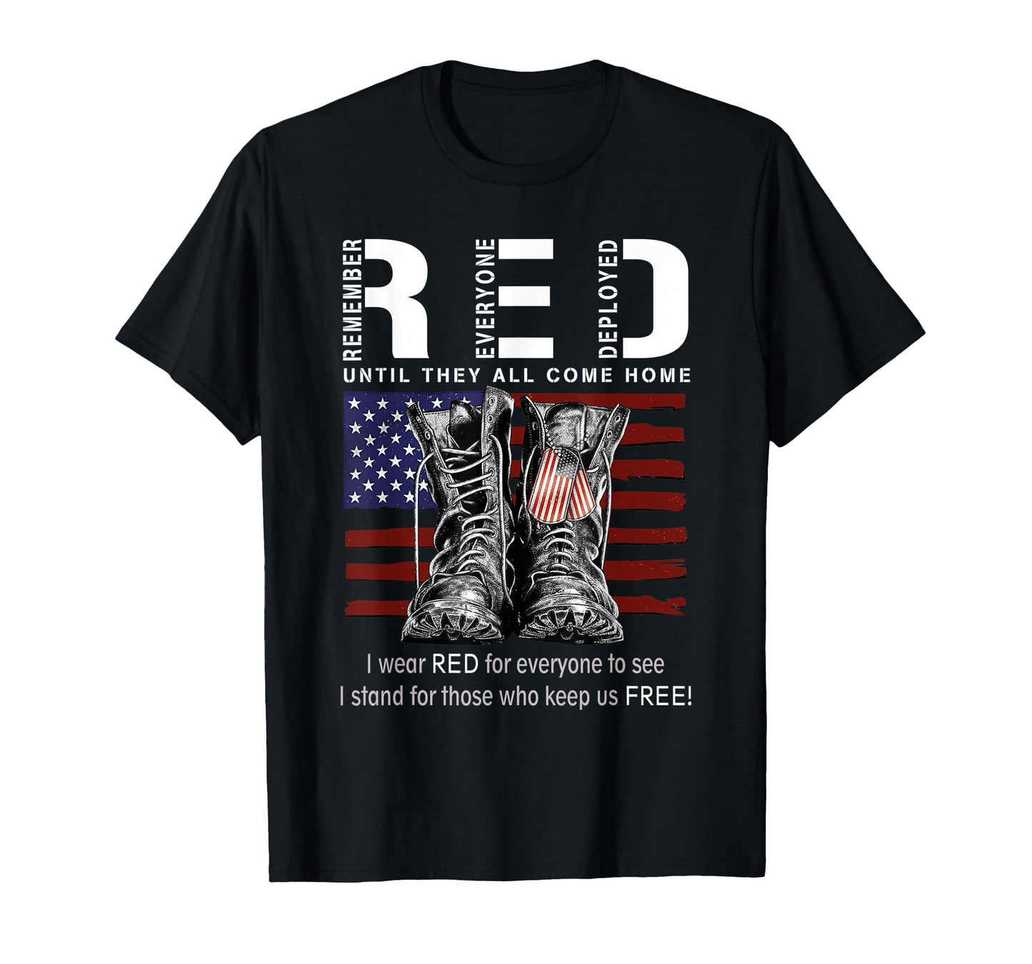 Red Until They All Come Home USA Flag T-Shirt