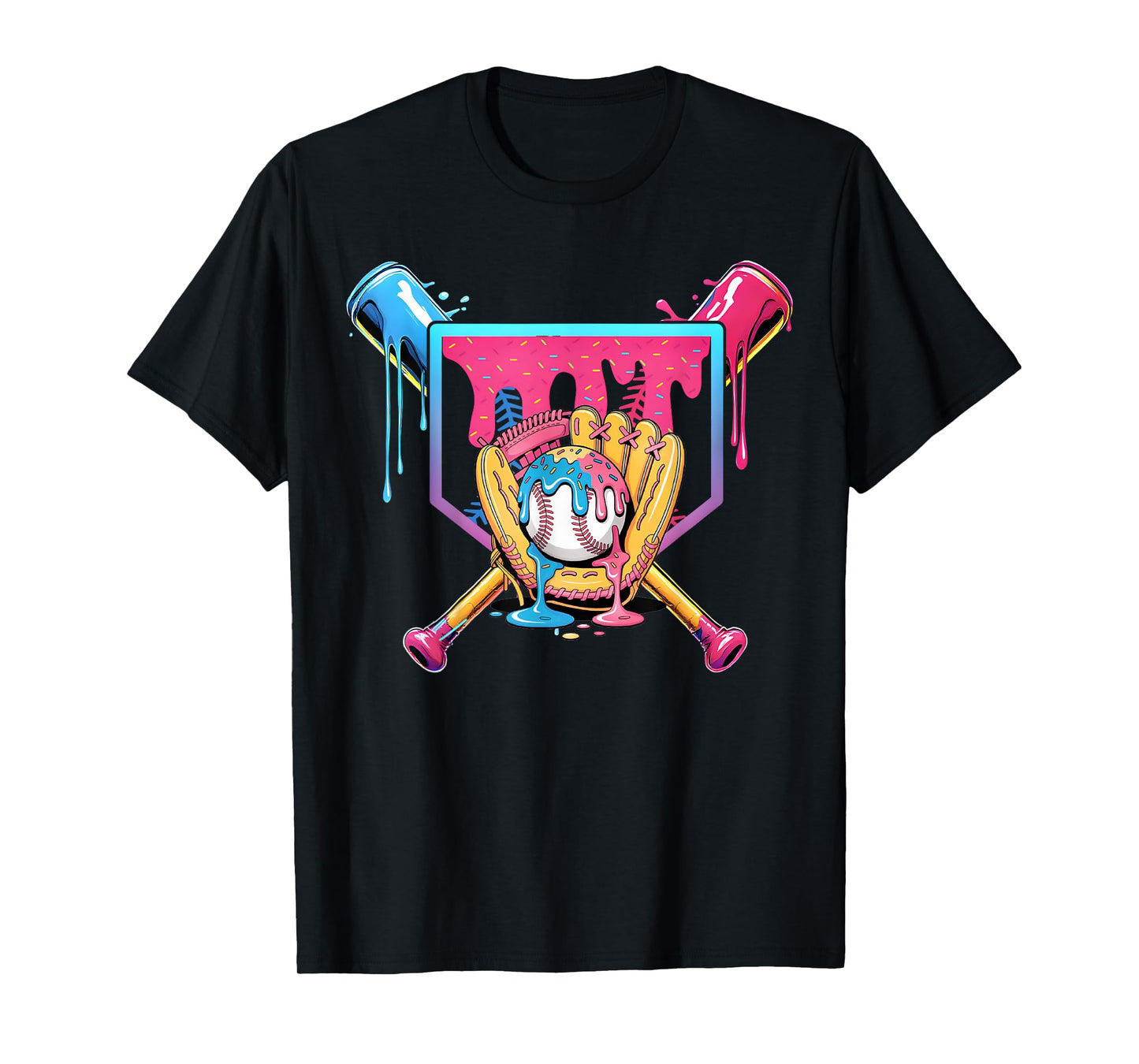 Baseball Home Plate Dripping Ice Cream Drip Youth Boys T-Shirt