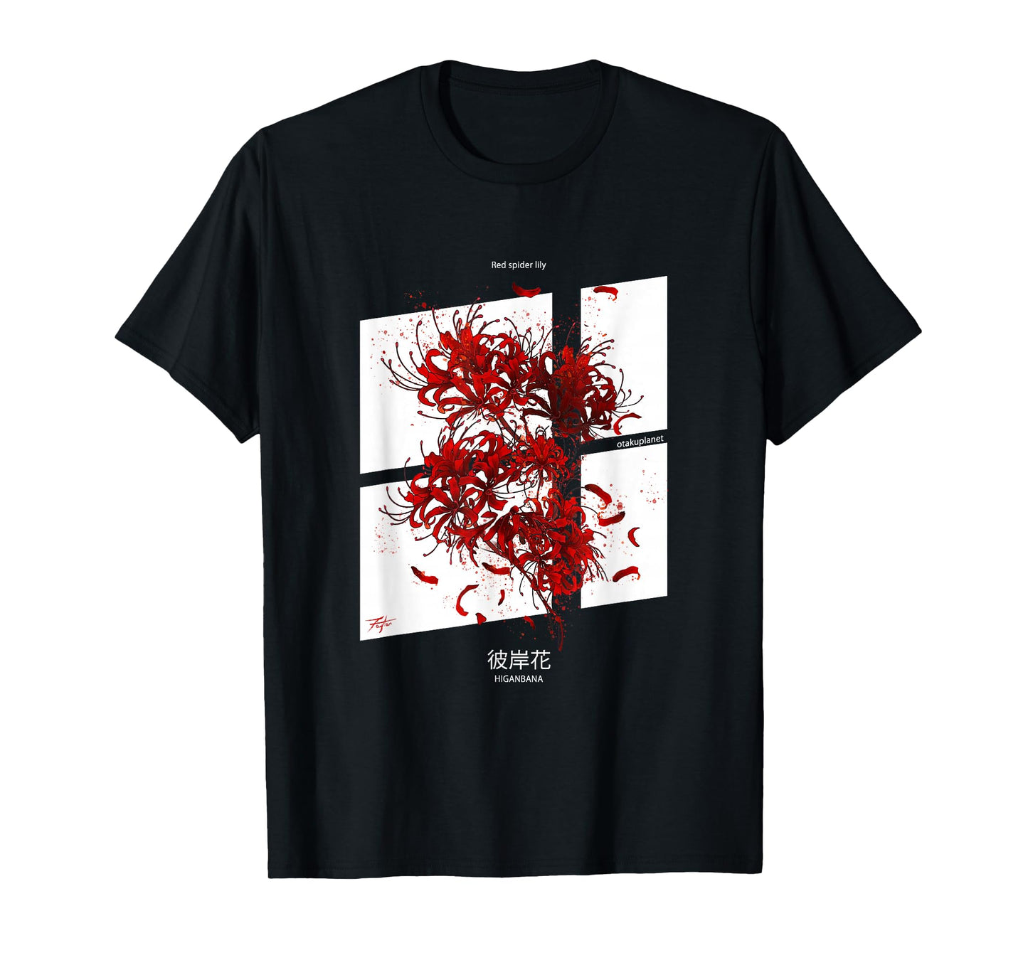 Higanbana or Red Spider Lily in Japanese soft Grunge Anime T-Shirt