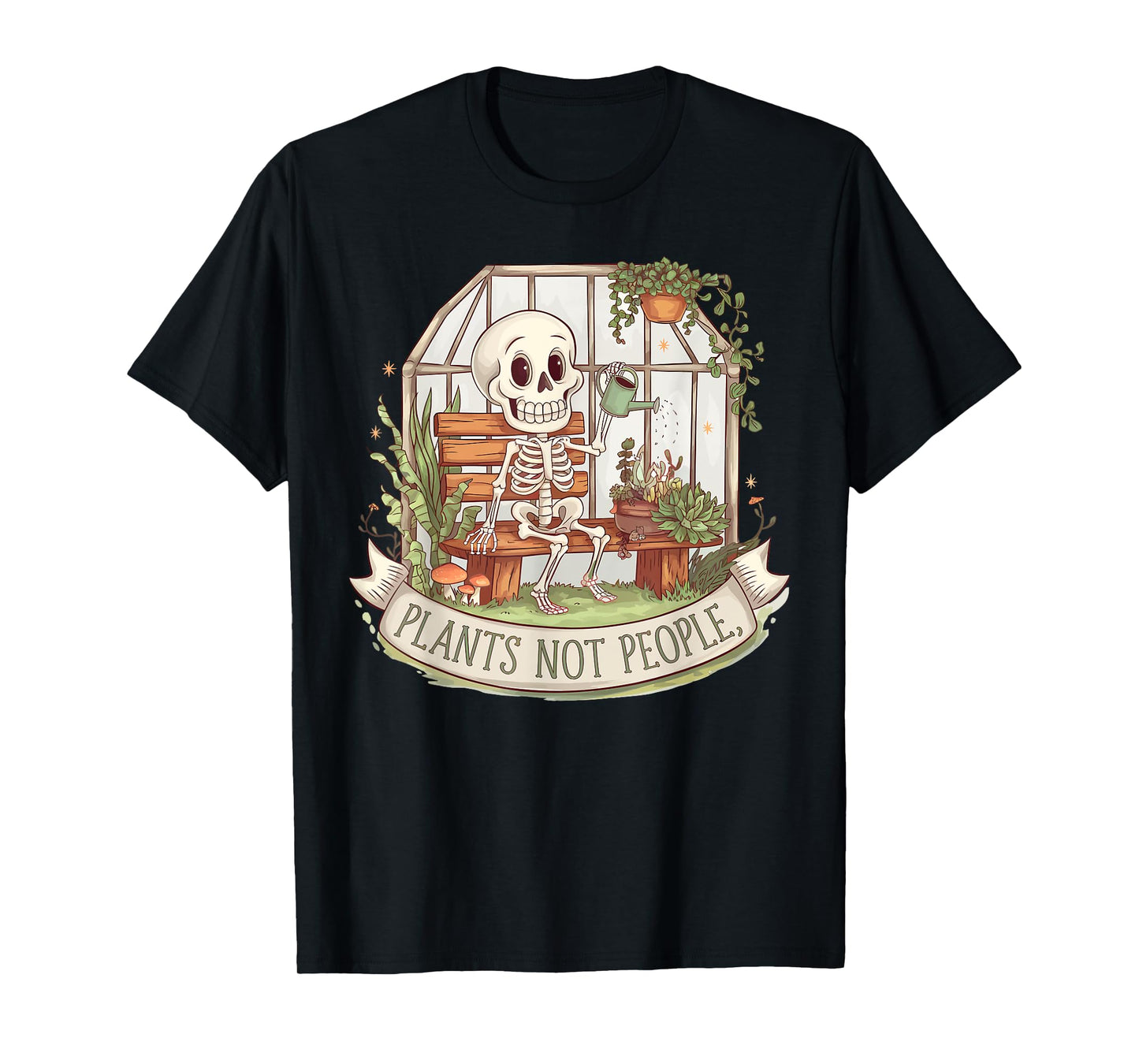 Plants Not People Plant Lover Skeleton Gardening Aesthetic T-Shirt