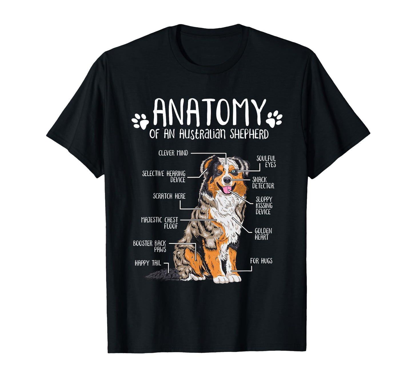 Funny Anatomy Australian Shepherd Dog Lover Aussie T-Shirt Small