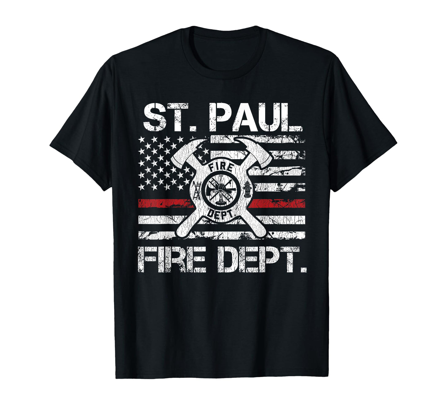 St Paul Minnesota Fire Department Thin Red Line Fireman T-Shirt