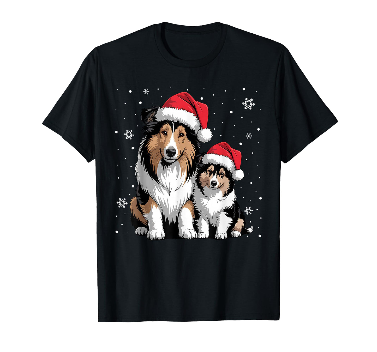 Christmas Rough Collie Dog Matching Pajama Santa Dog Lovers T-Shirt