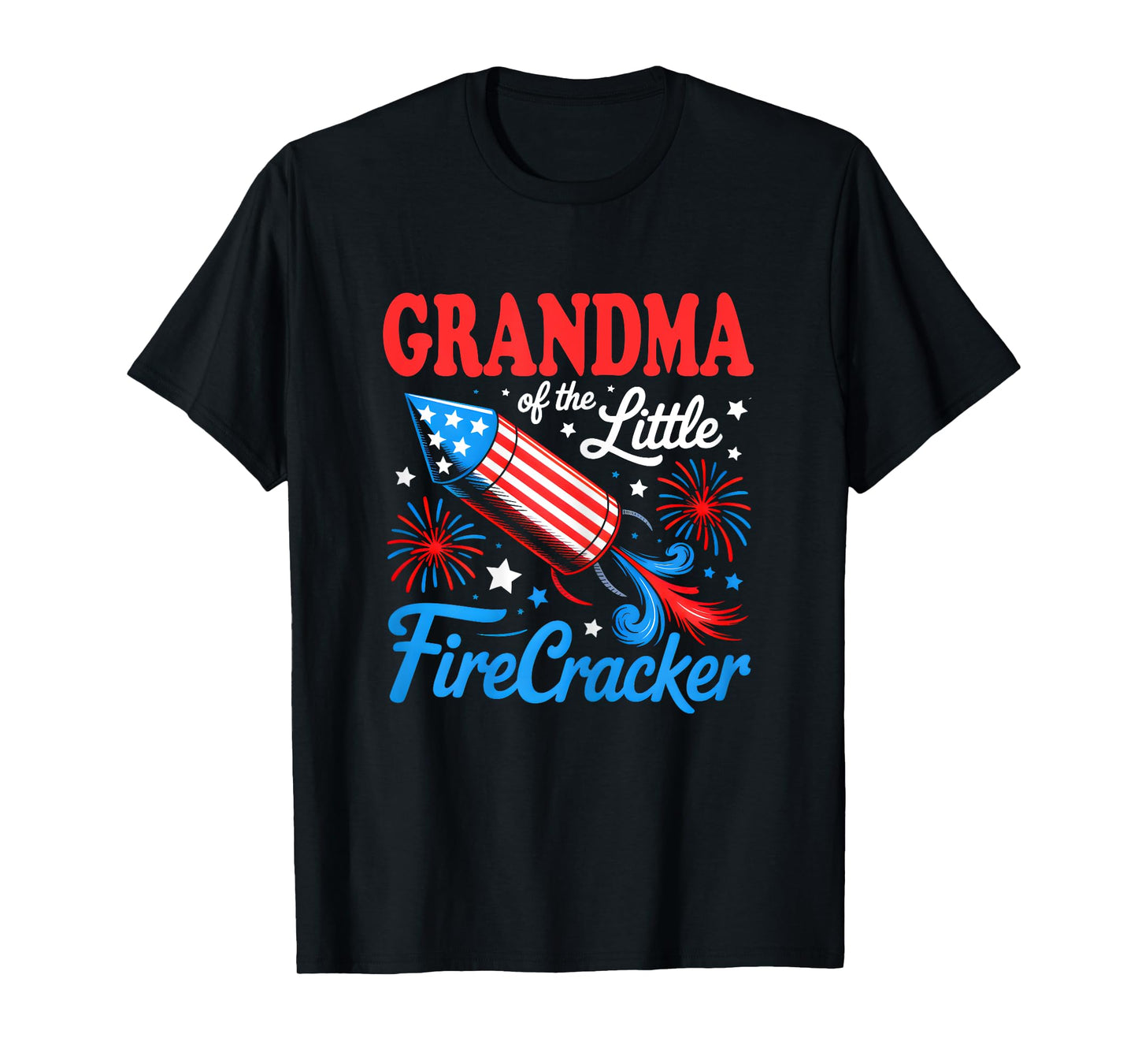 Grandma Of The Little Firecracker 4th of July Birthday Party T-Shirt