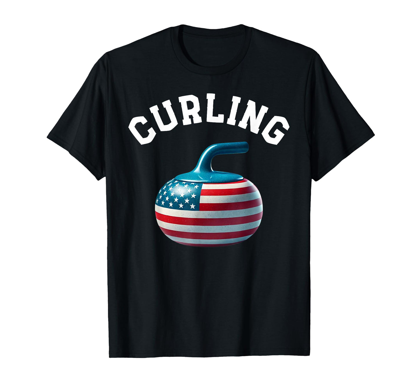 American Flag Curling USA 4th of July Man Woman T-Shirt T-Shirt