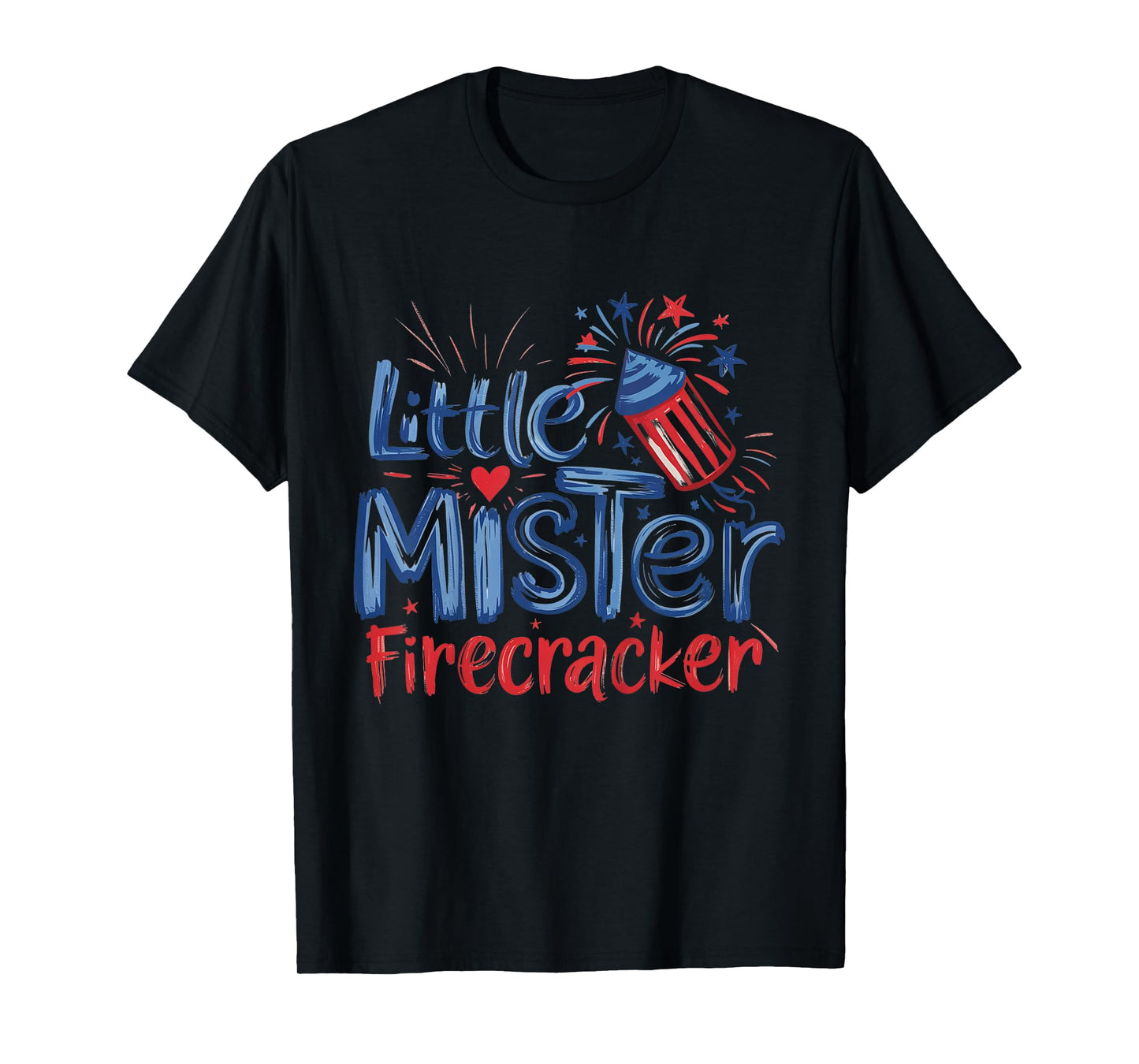Kids Little Mister Firecracker 4th July Kid Toddler American Boy T-Shirt