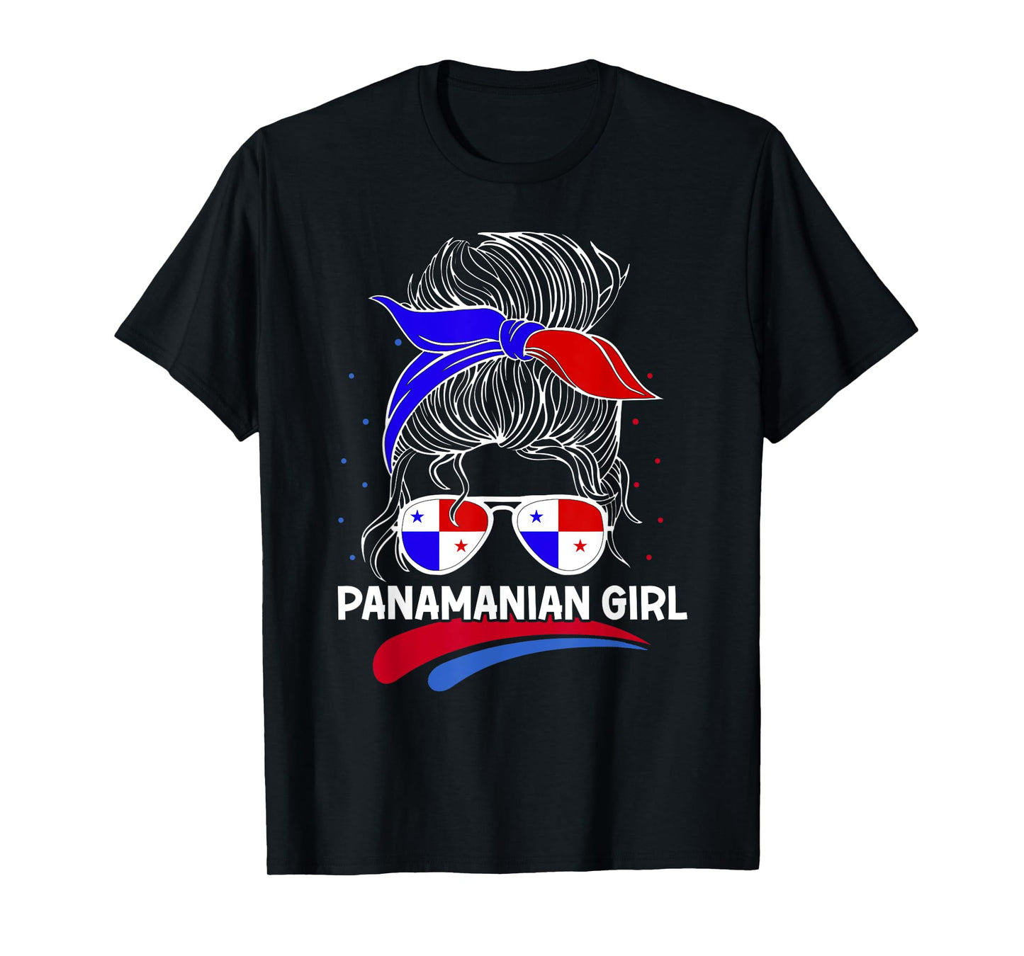 Panama Women Panamanian Flag With Messy Bun National Colors T-Shirt