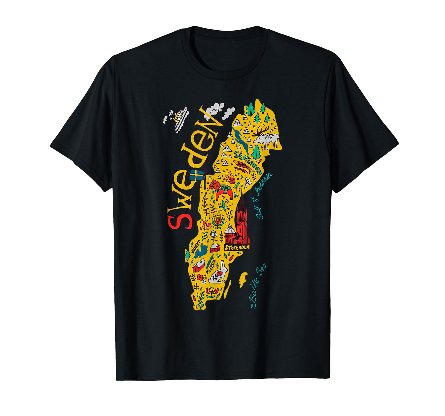Travel Europe Sweden Map Stockholm Swedish Family Vacation T-Shirt