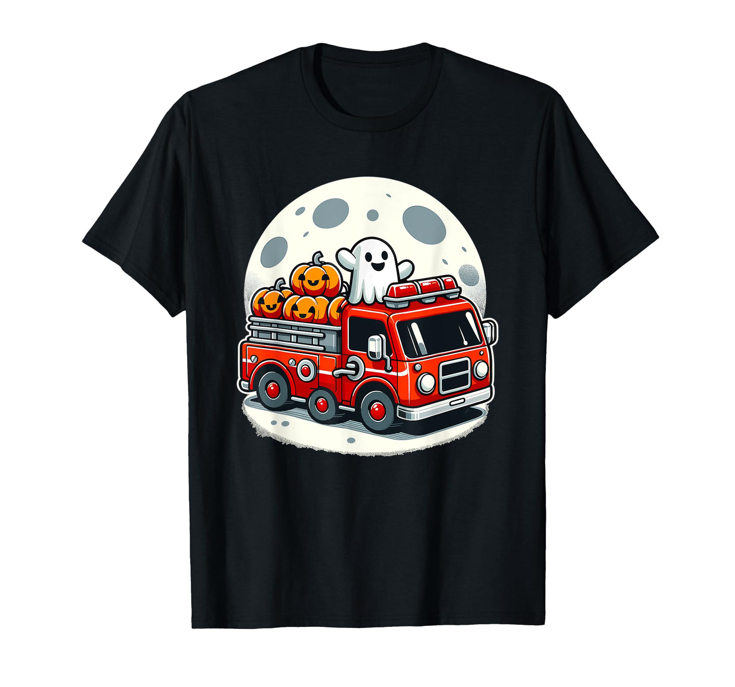 Halloween Ghost Firetruck Funny Pumpkins For Kids T-Shirt