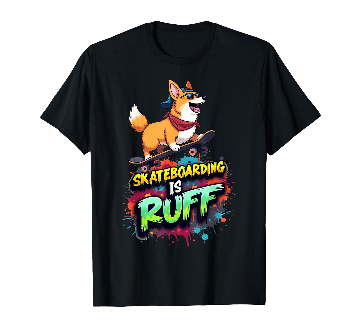 Funny Skateboarding Gift for Welsh Corgi Dog Owners T-Shirt