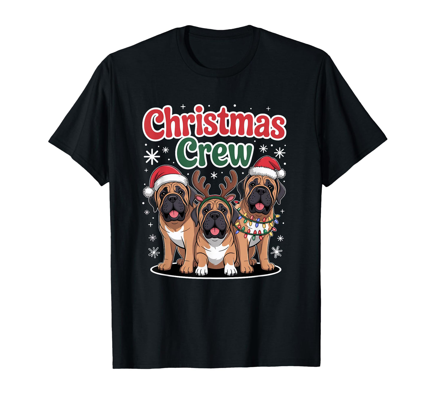 Christmas Crew Xmas Puppy Funny Christmas English Mastiff T-Shirt