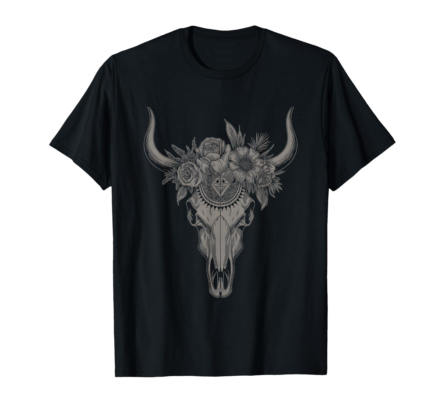 Western Cow Skull Vintage Boho Bull Skull Western Country T-Shirt