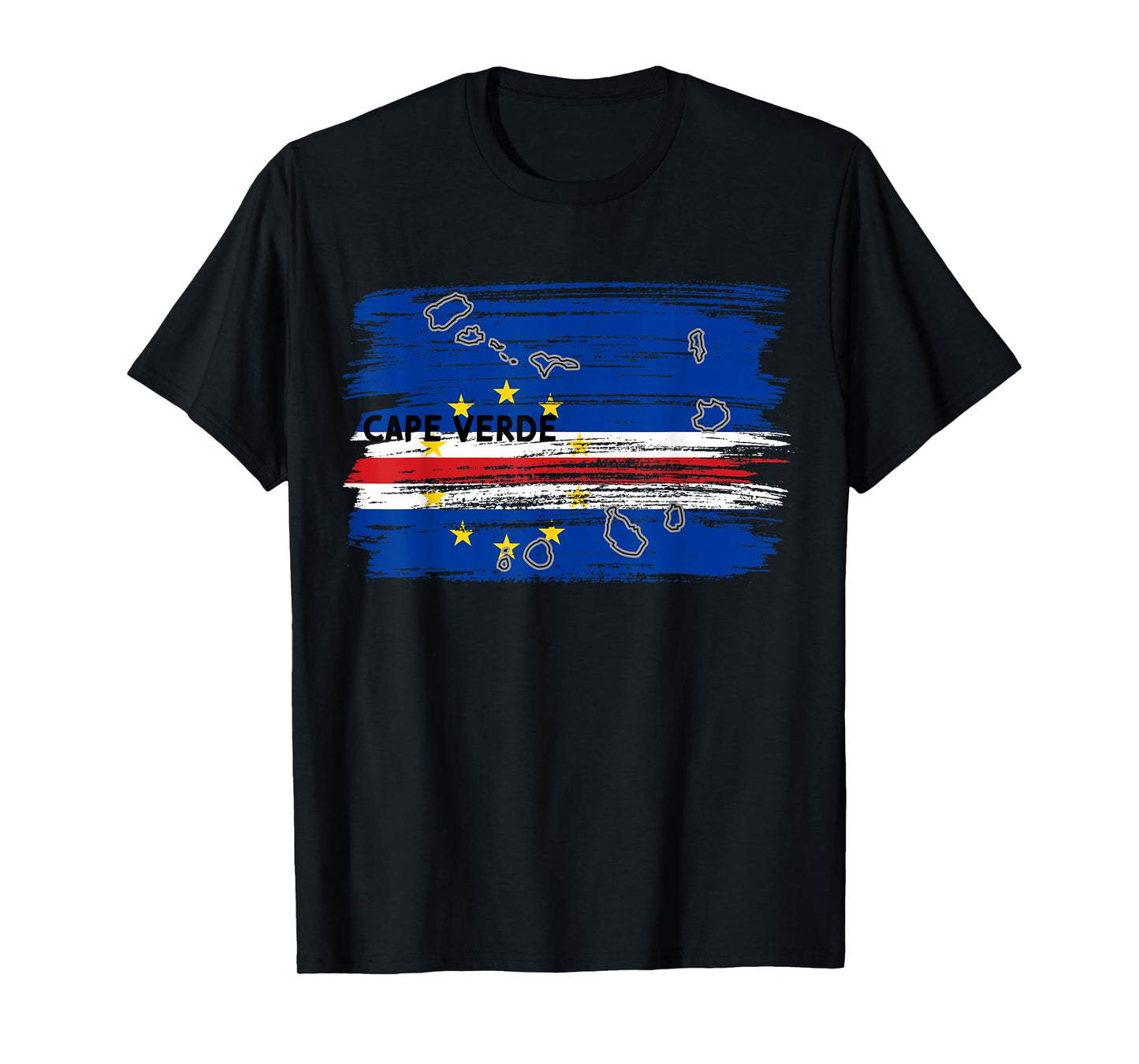 Cape Verdean flag drawing by brush, sketch of Cape Verde map T-Shirt
