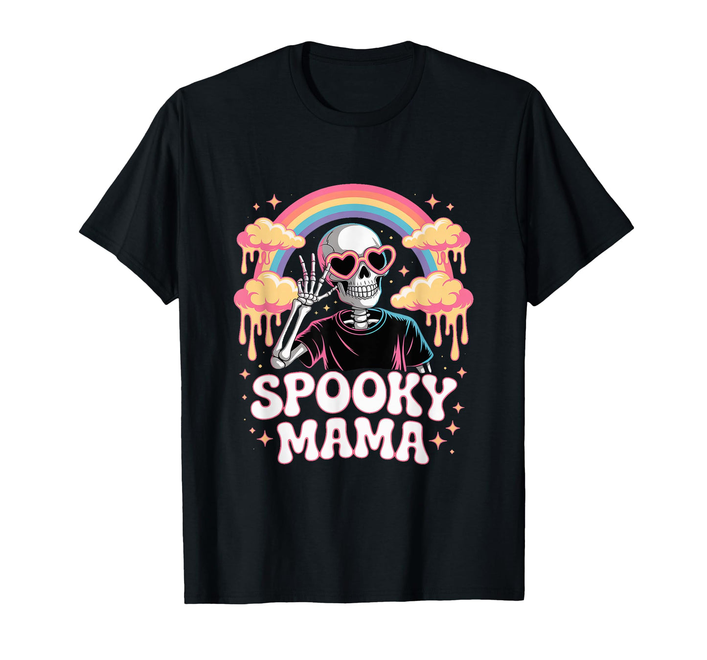 Spooky Mama Rainbow Skeleton Halloween T-Shirt