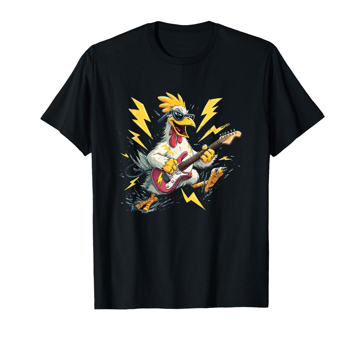 Bold Shades Chicken with Cool Electric Guitar Costume T-Shirt