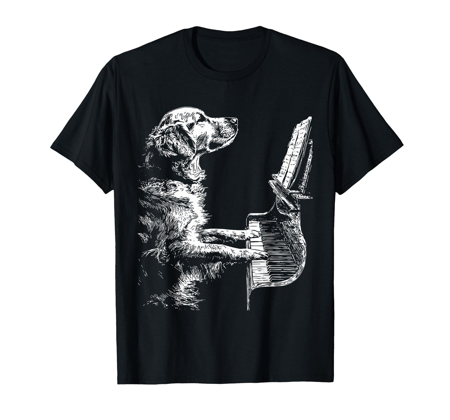 Funny Golden Retriever Dog Playing Piano Art Pianist Graphic T-Shirt
