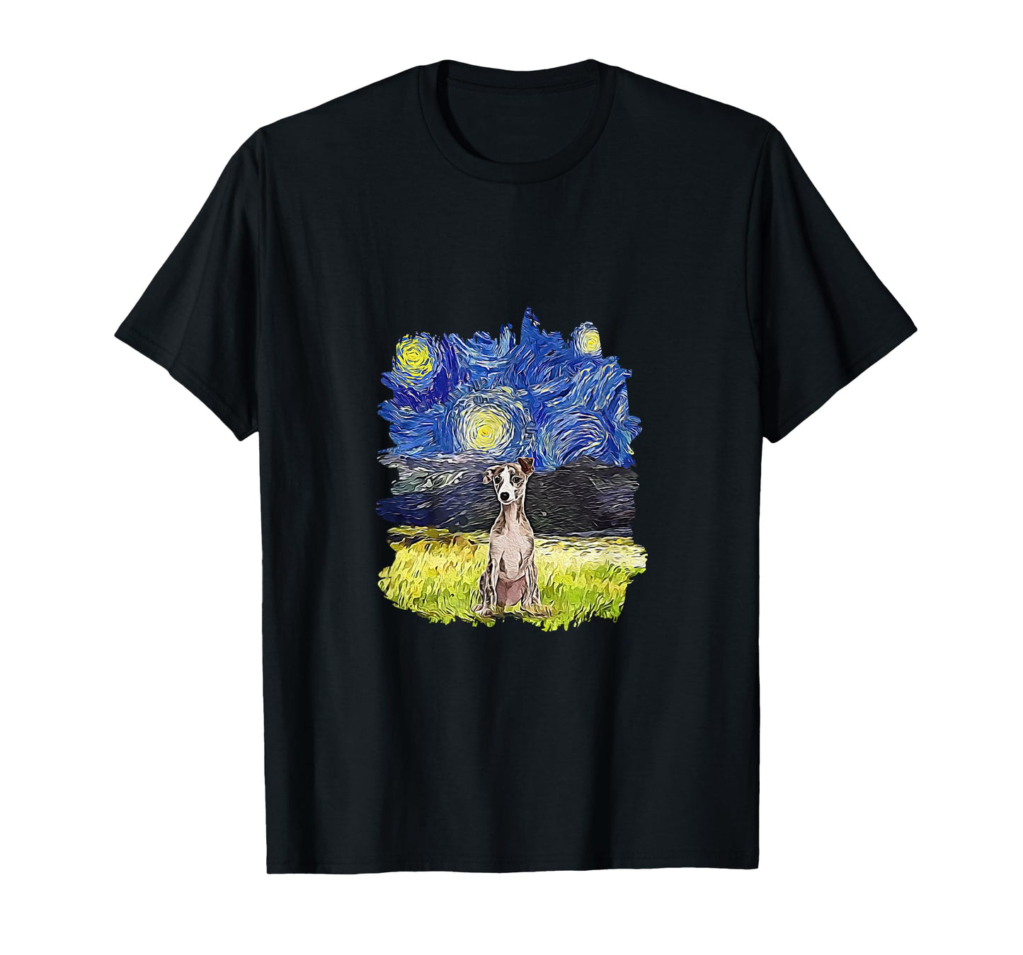Starry Night Impressionist - Dog Art Whippet T-Shirt