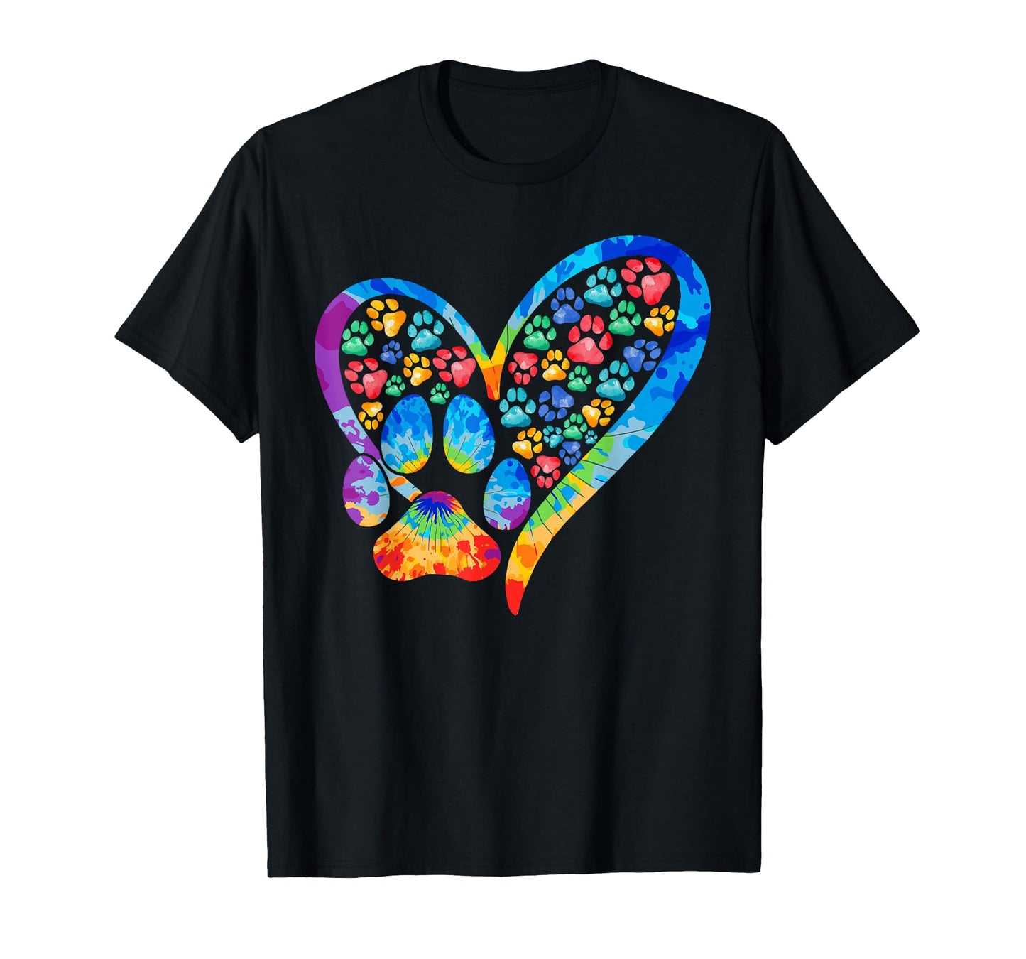 Tie Dye Love Dog Paw Print Heart Animal Lover T-Shirt