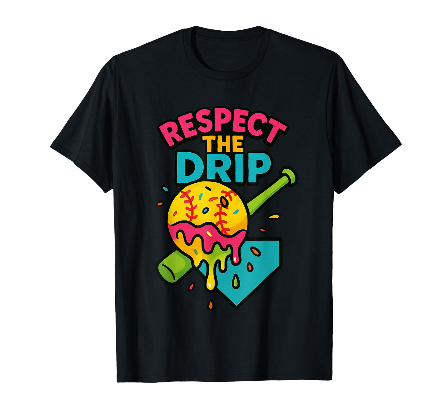 Softball Drip Ice Cream Sports Pitcher Homerun Strikeout T-Shirt