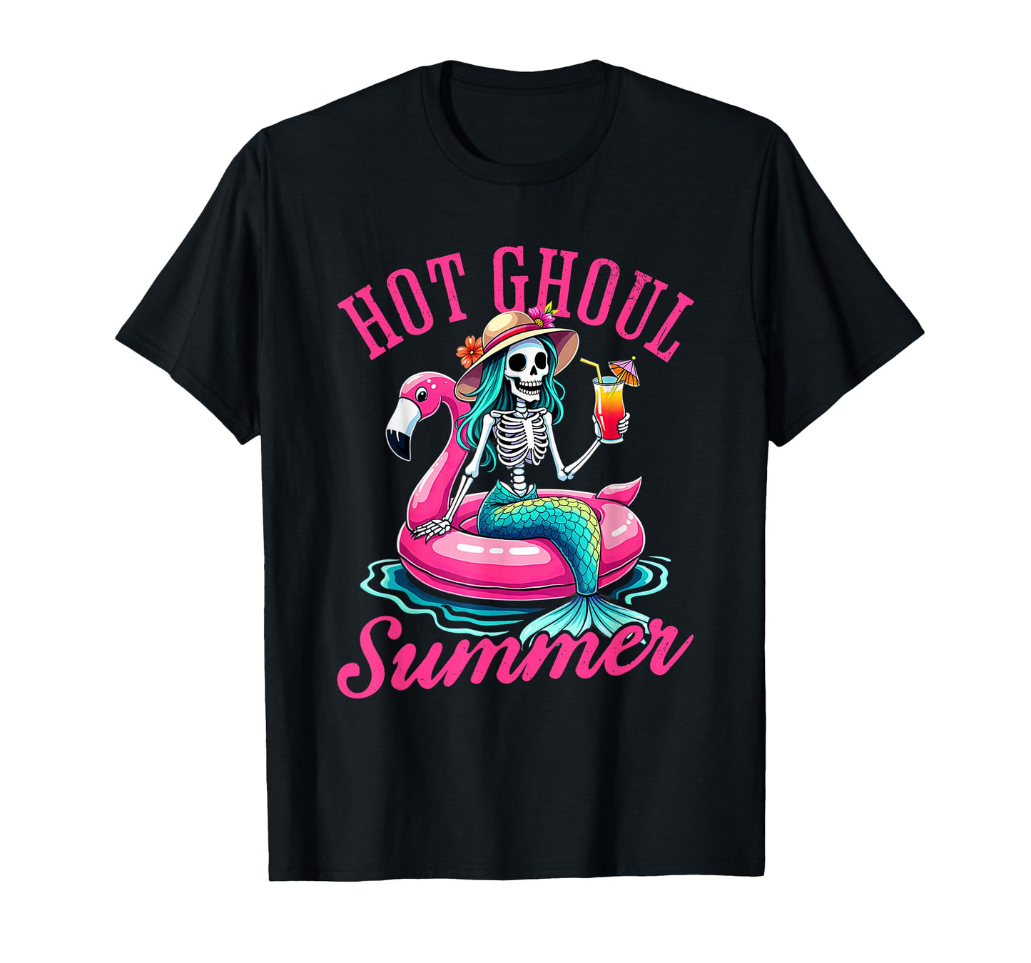 Hot Ghoul Summer Summerween Halloween Skeleton Mermaid T-Shirt