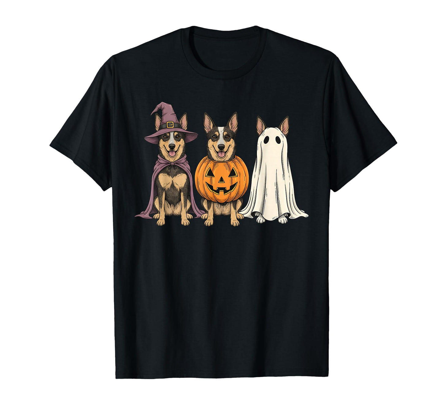 Spooky Ghost Australian Kelpie Pumpkin Halloween Dog Lover T-Shirt