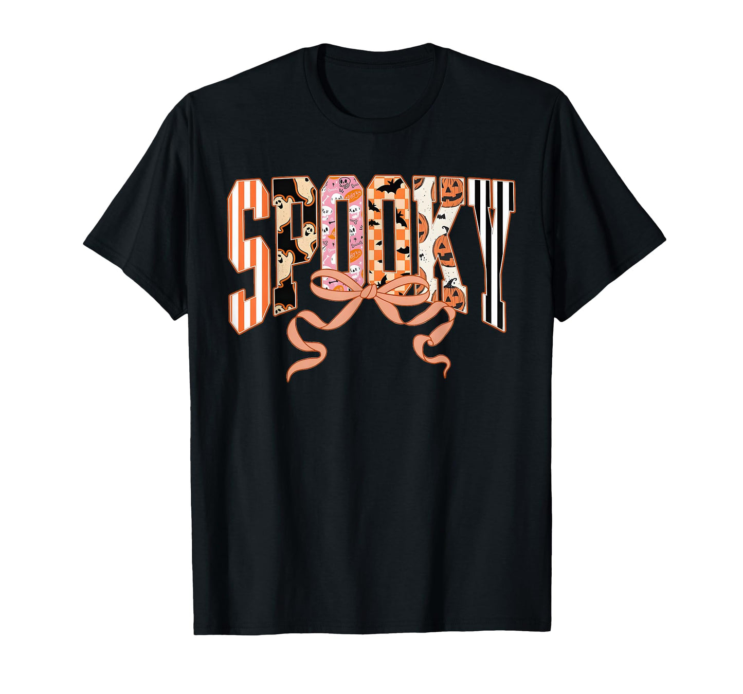 Spooky Coquette Bow Candy Corn Couture Funny Halloween T-Shirt