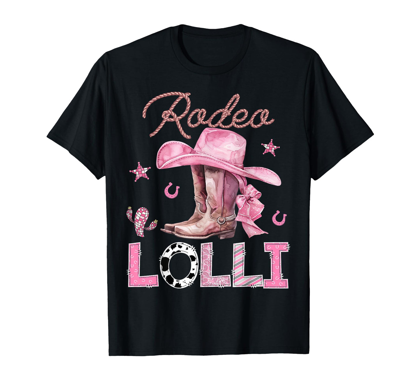 Rodeo Lolli Pink Boots Coquette CowGirl Birthday Party T-Shirt