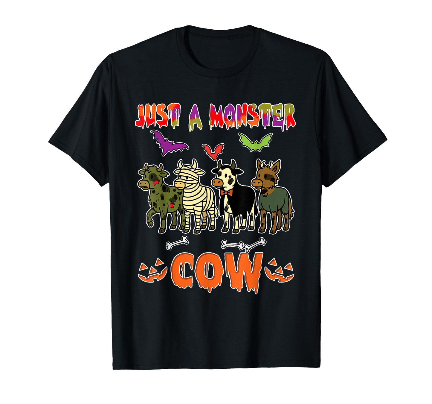A Monster Halloween Group Cows Cosplay Zombies Mummies T-Shirt