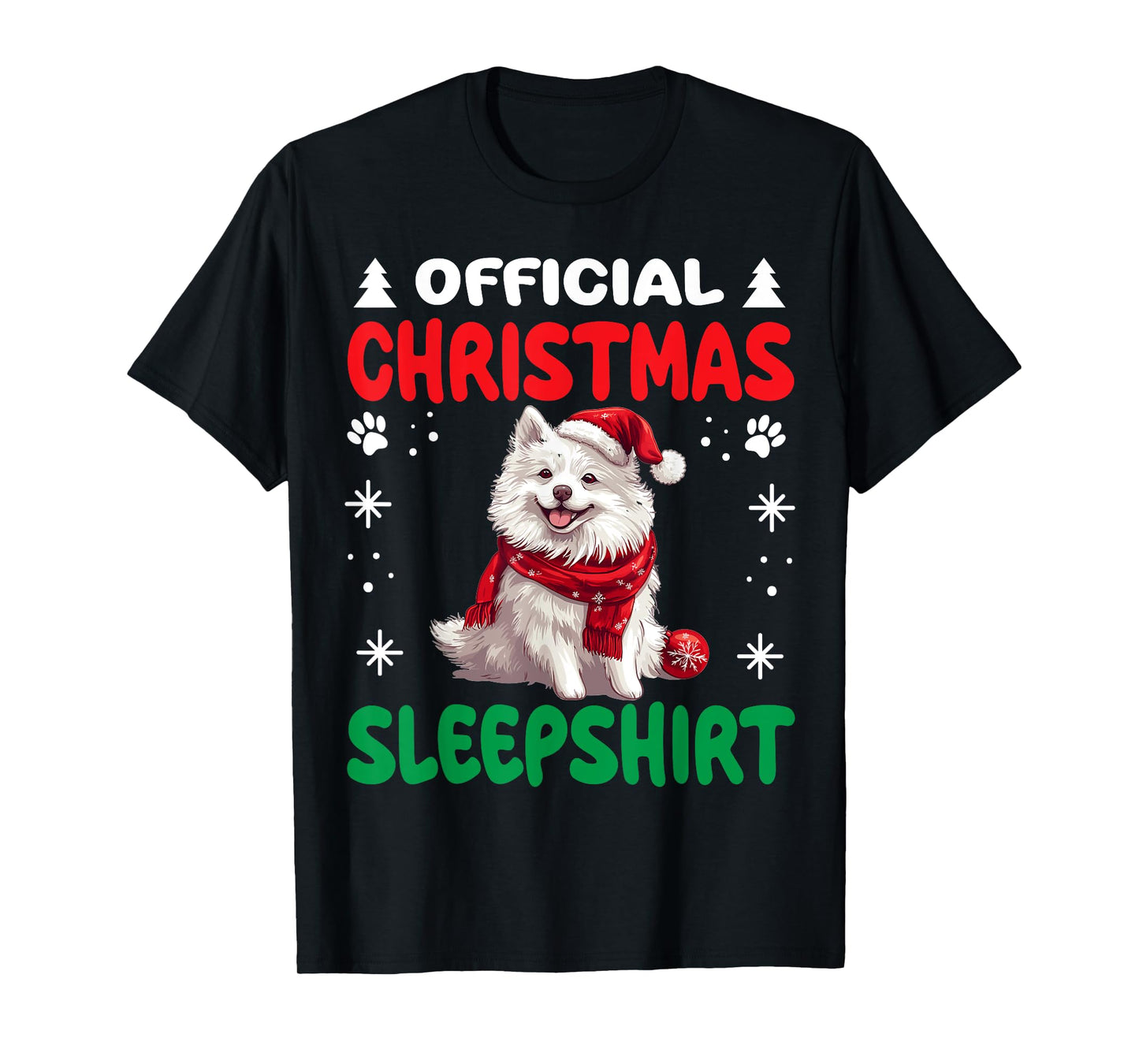 American Eskimo Dog Christmas Pajama Official Christmas T-Shirt