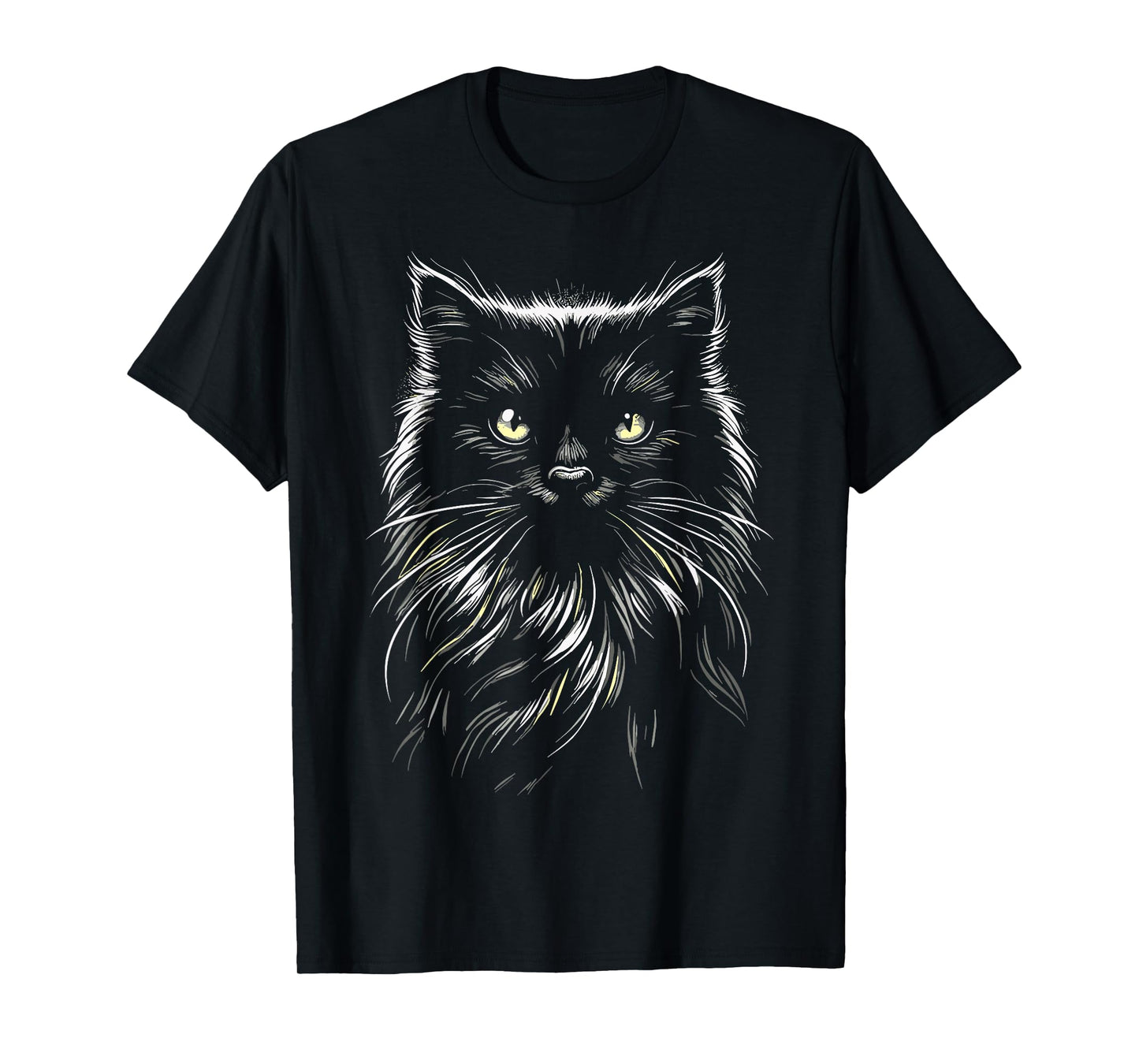 Black Cat Yellow Eyes Cat T-Shirt for Men Women Girls Kids