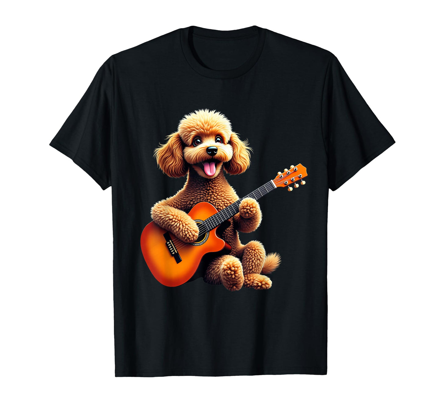 Poodle Dog Playing Guitar Design Funny Poodle T-Shirt