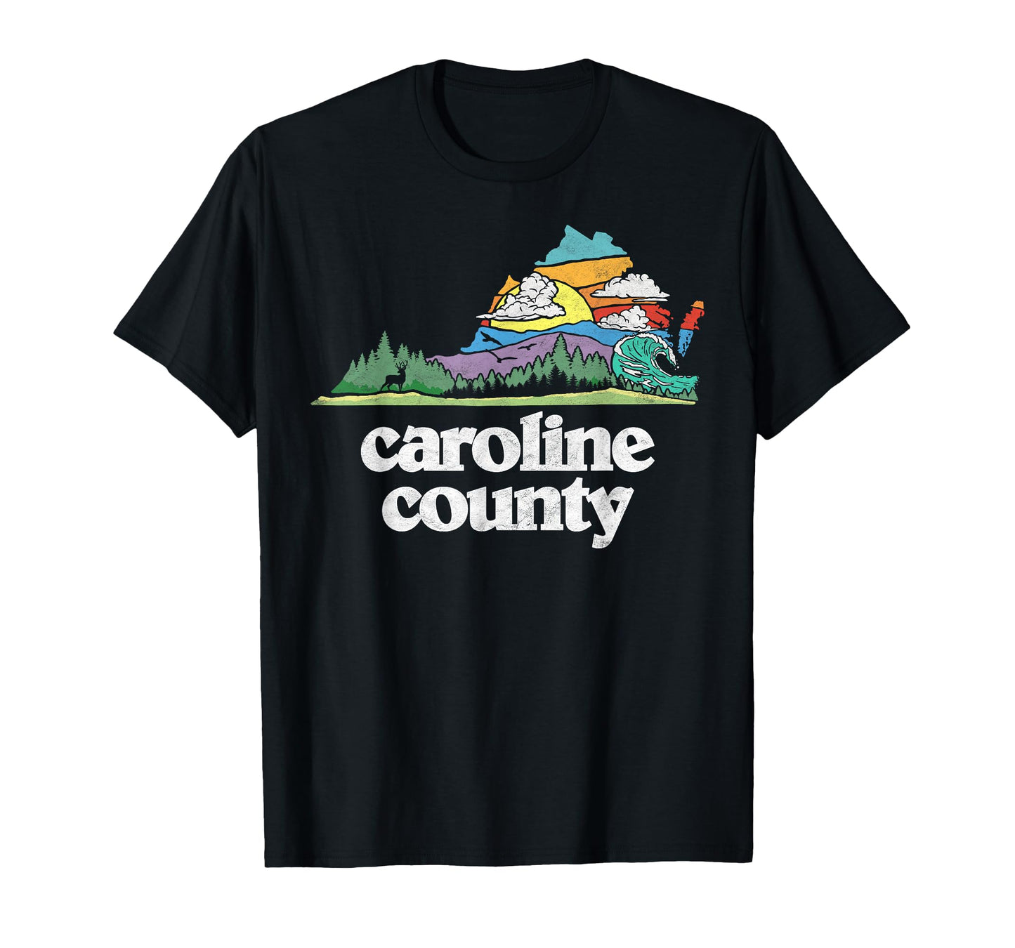 Caroline County Virginia Outdoors & Nature Lover Retro 80s T-Shirt