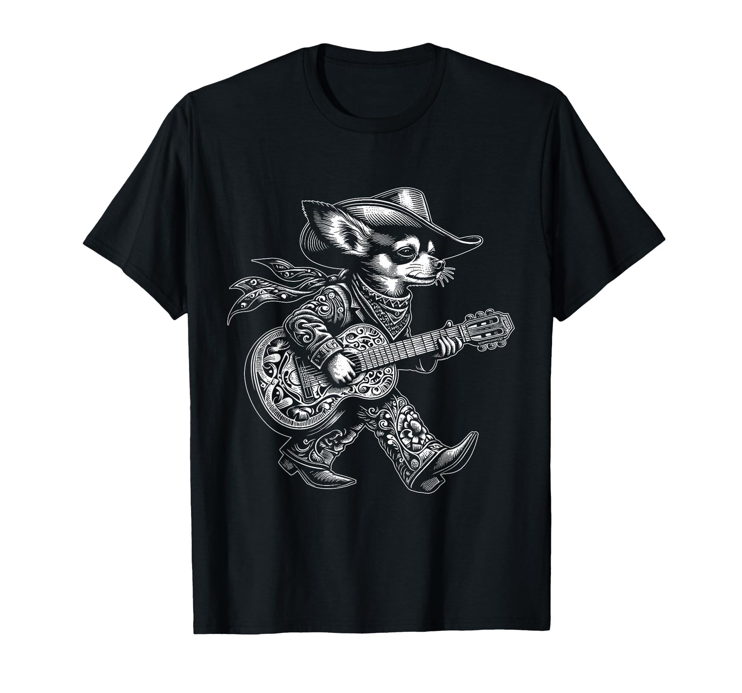 Chihuahua Dog Cowboy Guitar Western Musician Country Music T-Shirt