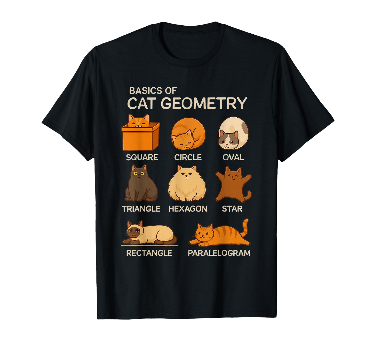 Basic Cat Geometry Cute Cat Cat Lover Cat Owner Math School T-Shirt