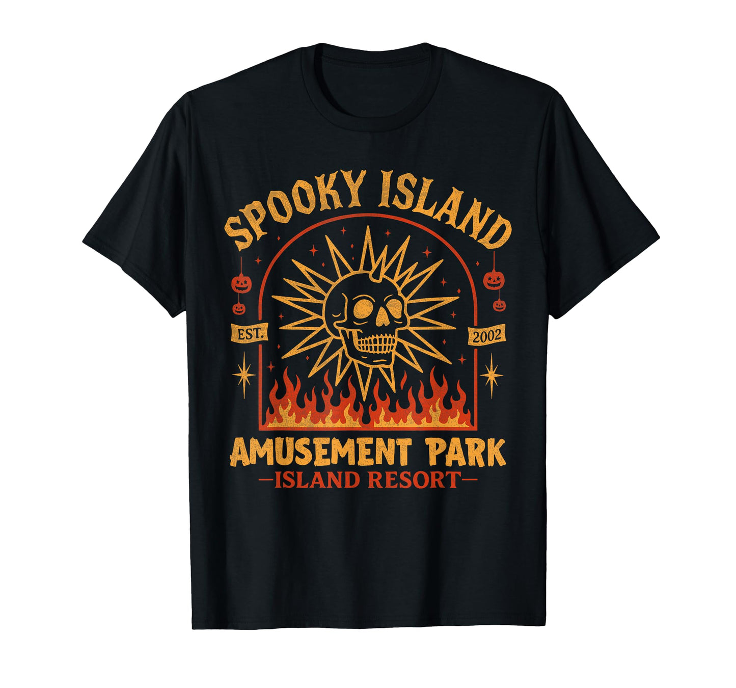 Spooky Island Est 2002 Amusement Park Skull Halloween T-Shirt