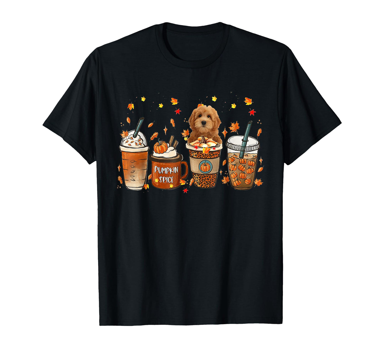 Goldendoodle Fall Coffee Pumpkin Spice Latte Iced Autumn T-Shirt