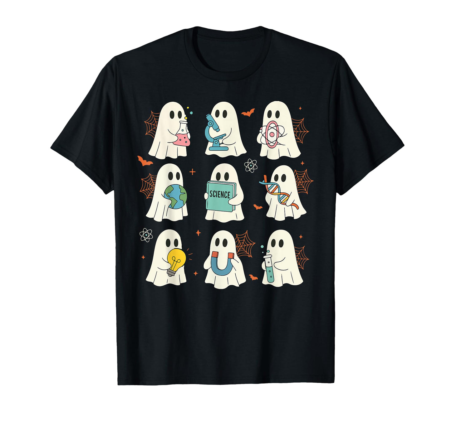 Halloween Science Teacher Student Ghost Laboratory Men Women T-Shirt