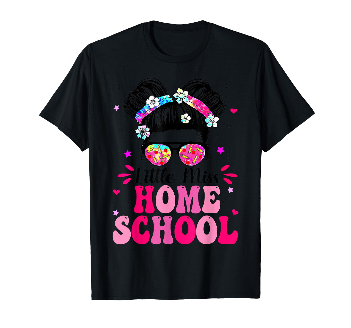 Kids Groovy Messy Bun Homeschool First Day Girls Toddlers T-Shirt